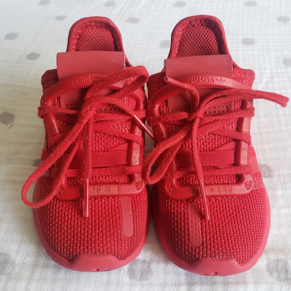 Baby Adidas Red Tennis Shoes. EUC.